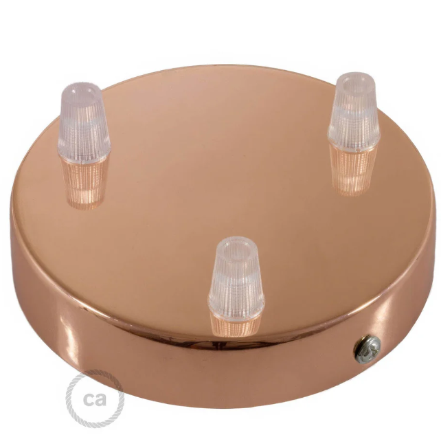 Schema tecnico rosone cilindrico tre fori diametro 120 mm e fori 10 mm