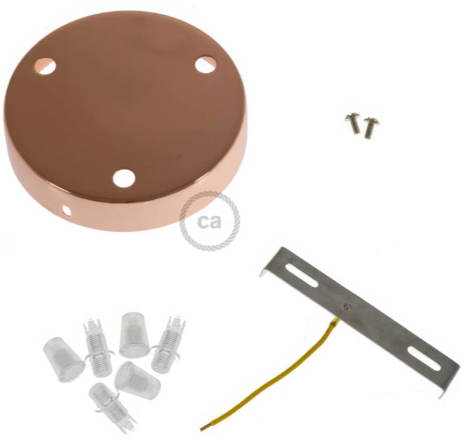 Kit rosone in metallo rame con viti staffa e connettori serracavo inclusi