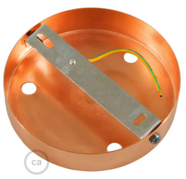 Rosone cilindrico in metallo rame con tre serracavo montati sulla base