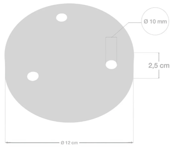 Rosone cilindrico rame con tre uscite cavo per sospensione tripla