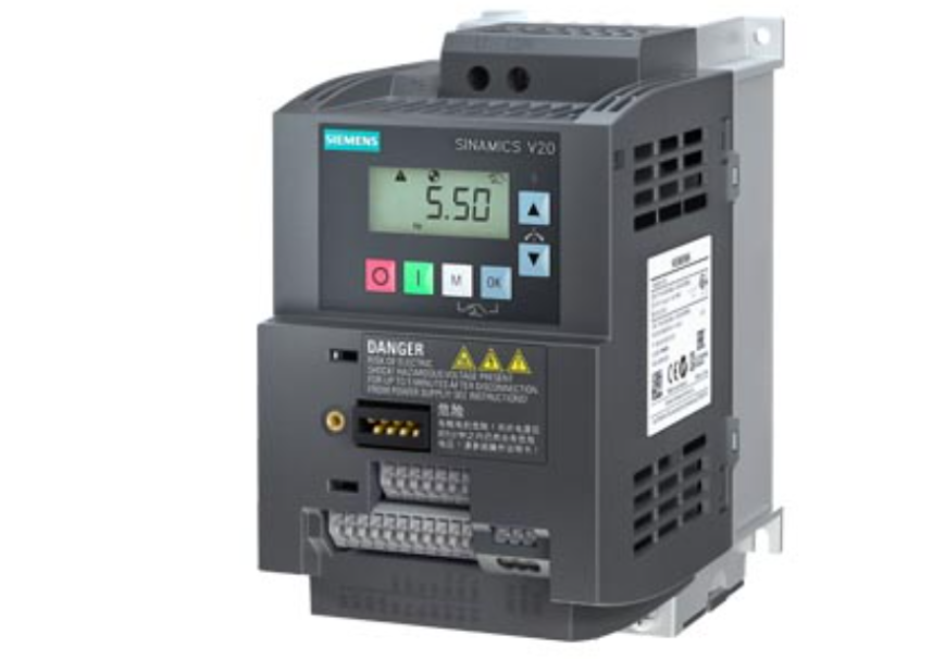 Inverter Siemens SINAMICS V20 monofase 1AC 230V 1.5kW vista frontale con display e comandi