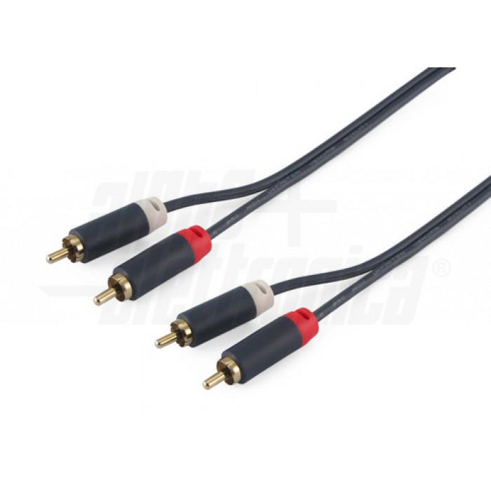 Particolare connettori oro cavo audio stereo 2RCA a 2RCA ALPHA ELETTRONICA