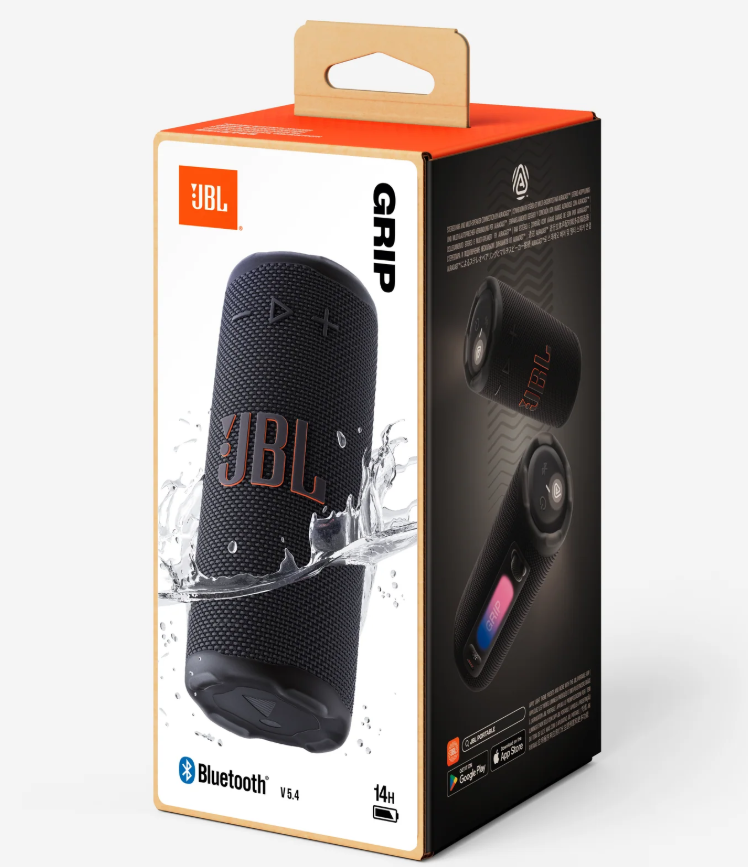 Speaker Bluetooth portatile nero con superficie antiscivolo e gancio LED per esterni impermeabile