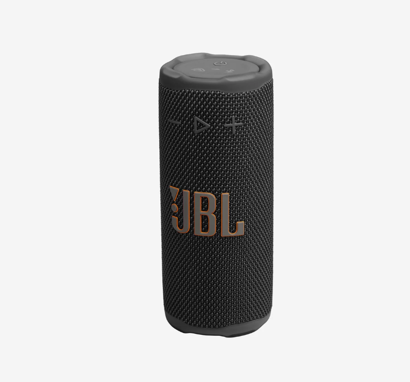 Altoparlante portatile Bluetooth nero con logo JBL ideale per musica all'aperto