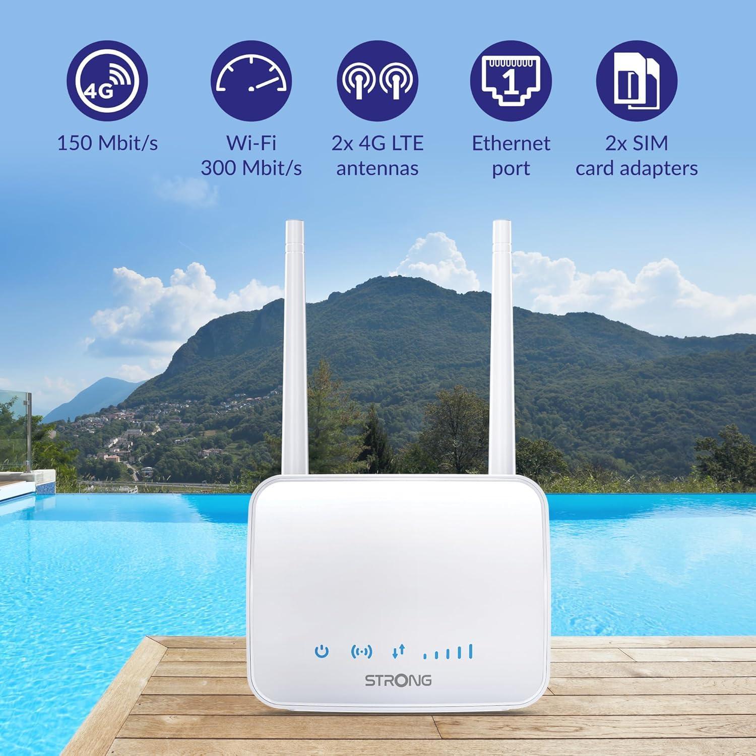 Router Strong 4G LTE con antenne esterne ambientato all'aperto