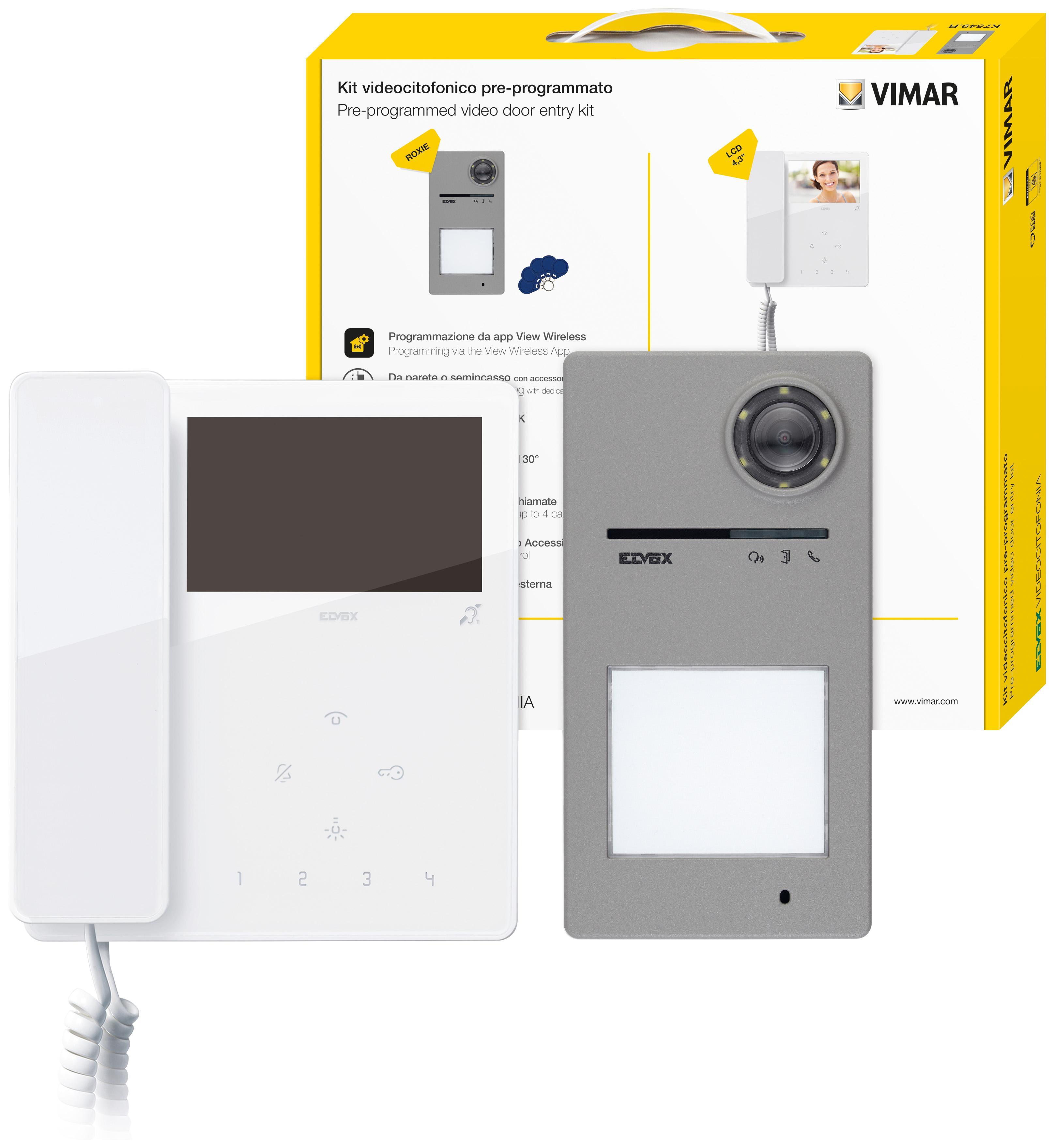 kit videocitofonico Vimar K7549R con monitor lcd e postazione esterna per controllo accessi
