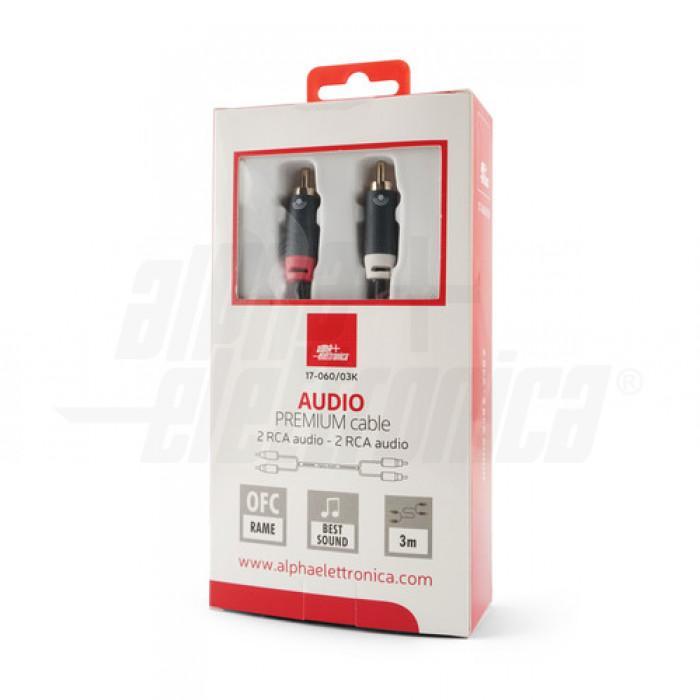 Cavo audio stereo 2RCA 3 metri ALPHA ELETTRONICA con connettori placcati oro