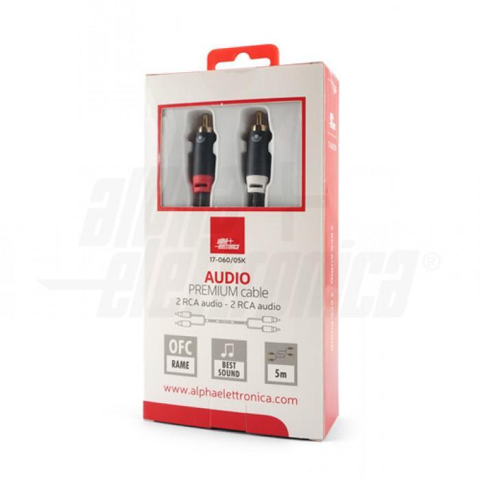 confezione cavo audio 2 rca 2 rca oro 5 metri alpha elettronica