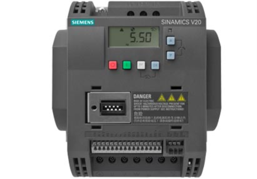Inverter trifase Siemens SINAMICS V20 5,5kW frontale con display digitale e comandi