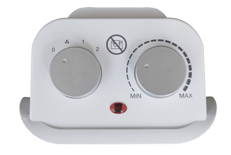 vista laterale termoventilatore ceramico argo boogie con griglia frontale e base