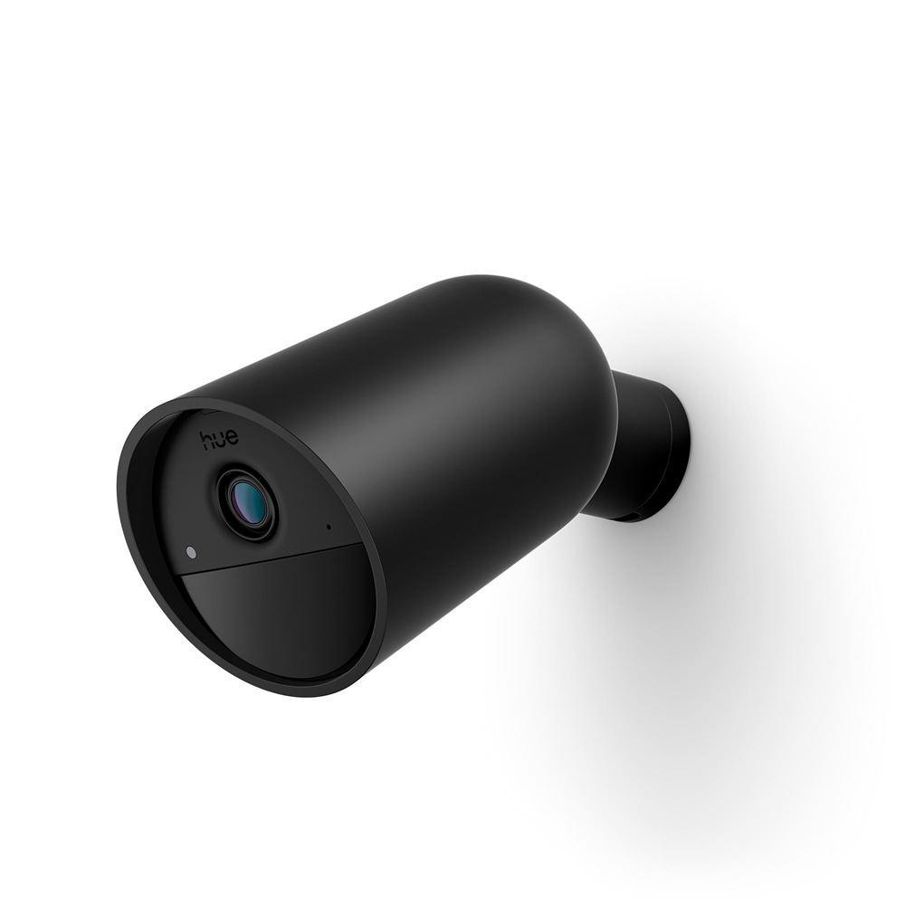 Vista frontale telecamera di sicurezza smart 2K PHILIPS HUE nera