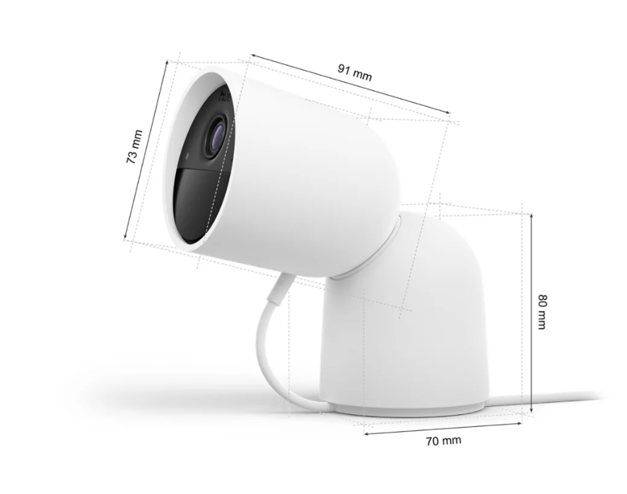 Dimensioni telecamera videosorveglianza Philips Hue Secure cablata indicate in millimetri