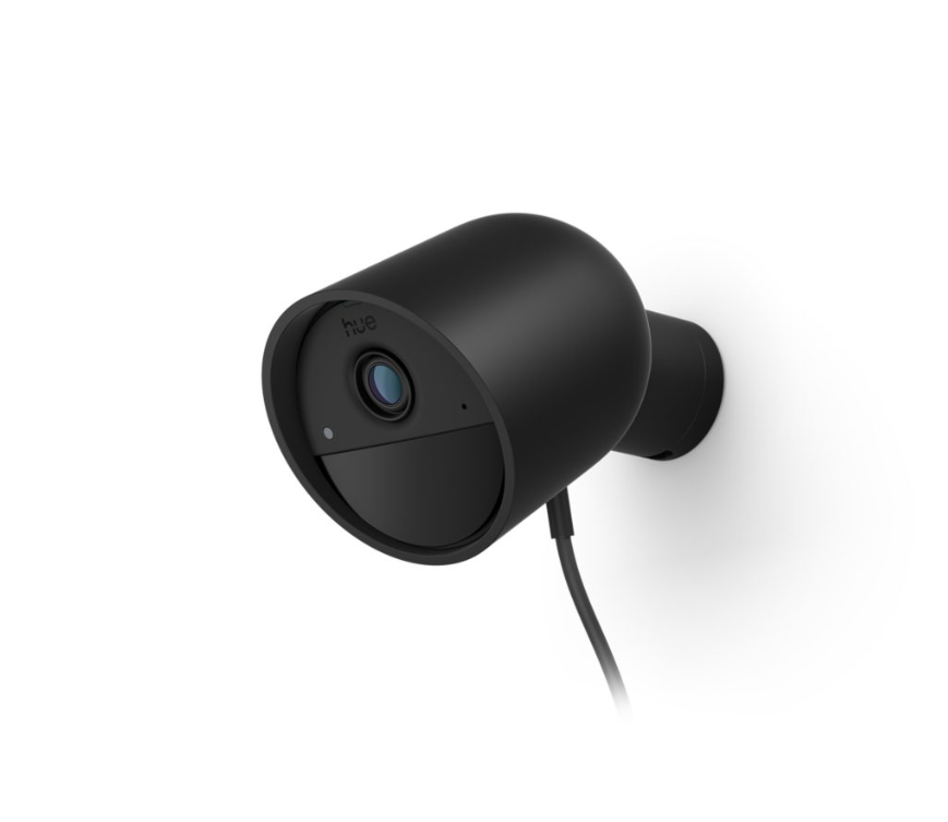 telecamera di sicurezza Philips Hue Secure 2K filo nera montaggio a parete
