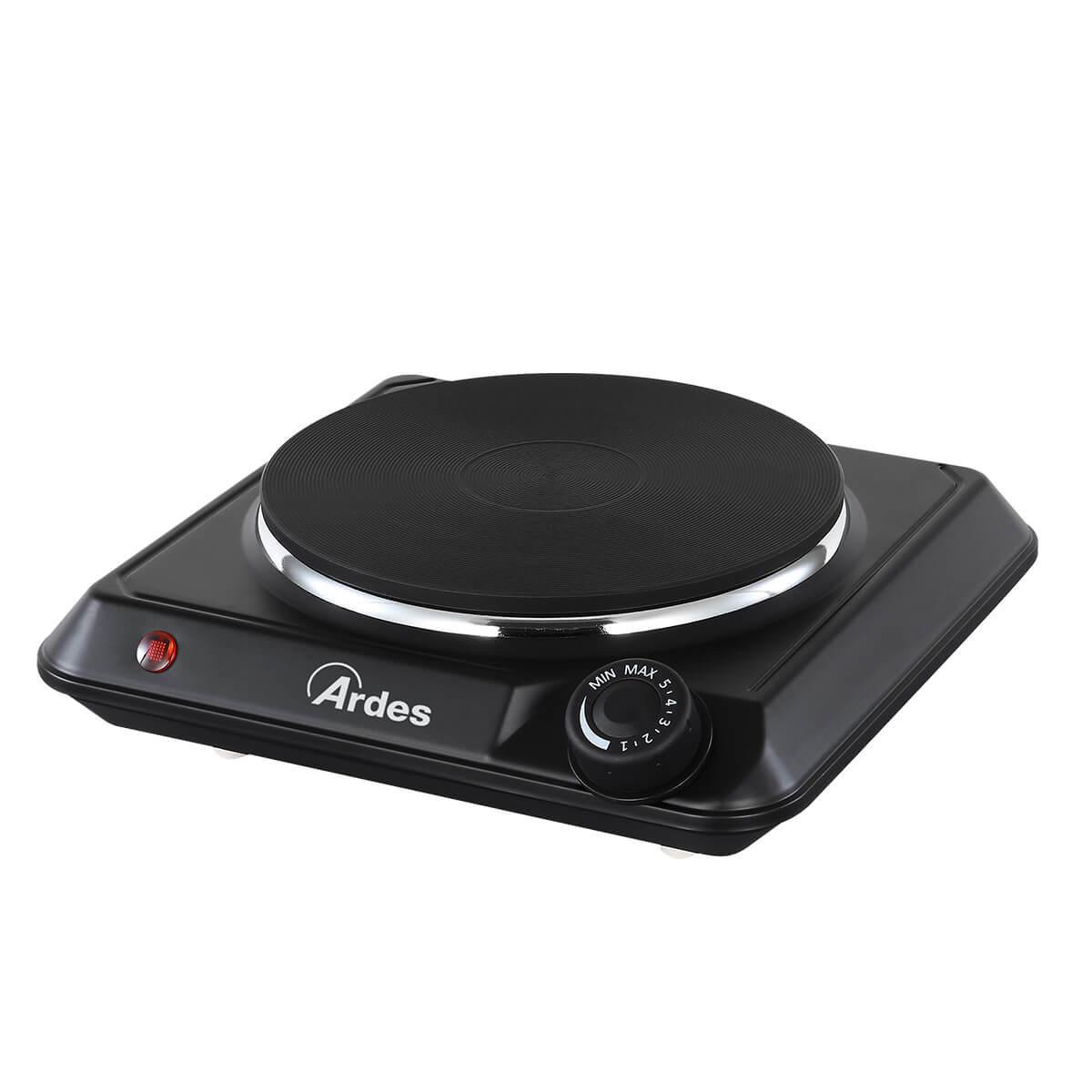 Fornello elettrico Ardes in acciaio con termostato per la regolazione della temperatura e piastra in ghisa -  ARFOEL04 02