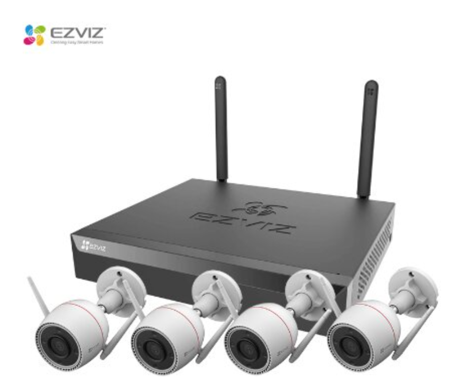 Kit videosorveglianza wireless con NVR e quattro telecamere EZVIZ 4MP per sicurezza avanzata in interni ed esterni