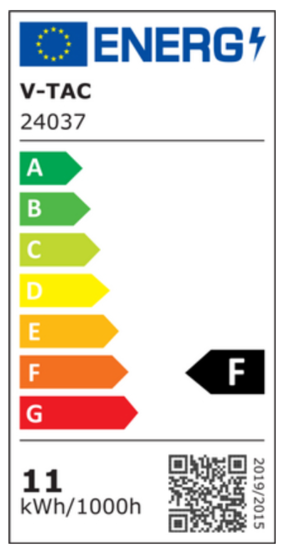 etichetta energetica lampadina led par30 v-tac 24037 classe f 11w 4000k