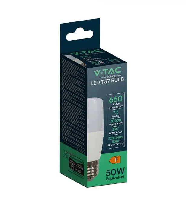 Confezione lampadina LED V-TAC T37 7.5W E27 luce 6500K