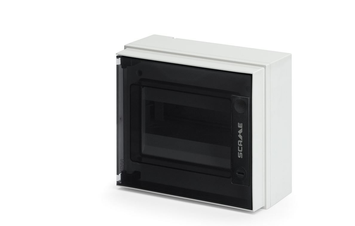 centralino da parete 8 DIN IP66 grigio Scame con sportello trasparente robusto per quadri elettrici