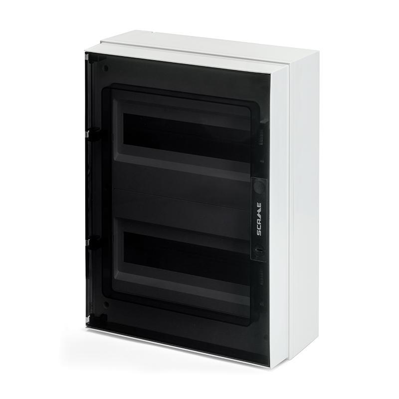 centralino da parete 24 moduli din scame con anta fumu00e9 serie ikona ottimale per impianti elettrici