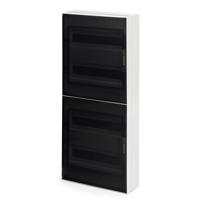 Centralino da parete SCAME 72 DIN IP66 grigio con doppio sportello trasparente per quadri elettrici modulari