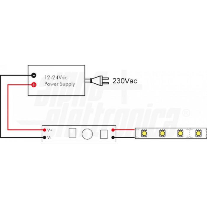 schema tecnico mini controller touch per strisce led monocolore alpha elettronica jo-contr-019