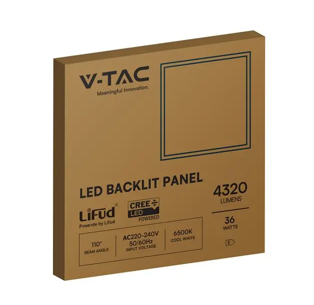 dettaglio pannello led 60x60cm retroilluminato bianco con cornice sottile v-tac per installazione a controsoffitto
