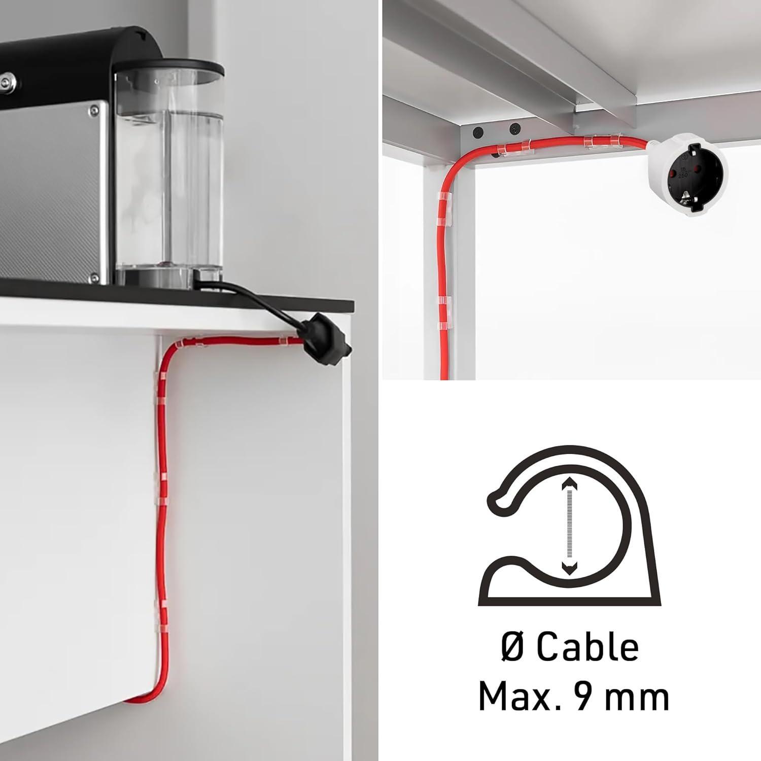 fermacavi trasparenti adesivi in uso su mobili per fissaggio cavi ordinato