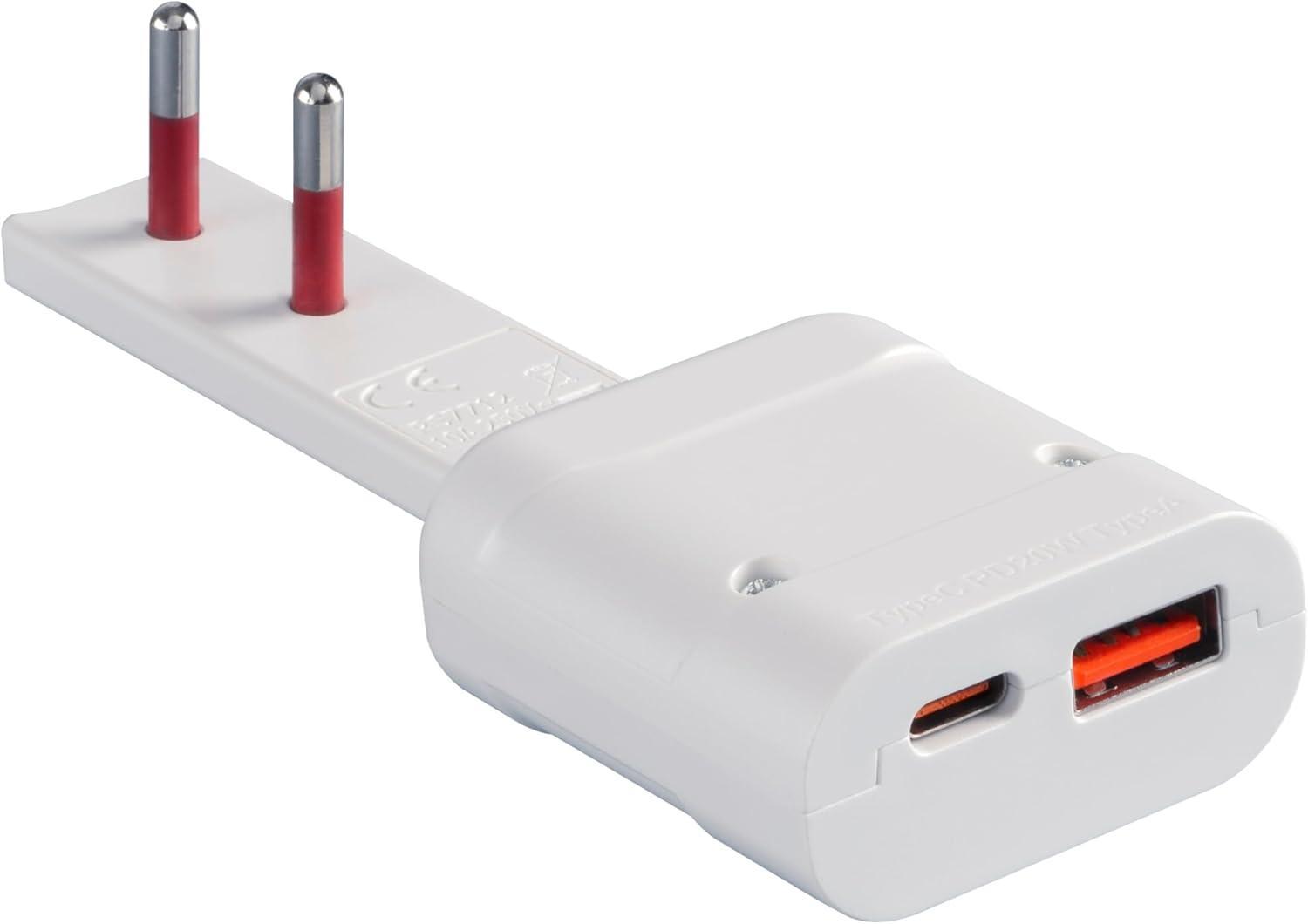 adattatore usb flat con due porte per ricarica dispositivi elettronici