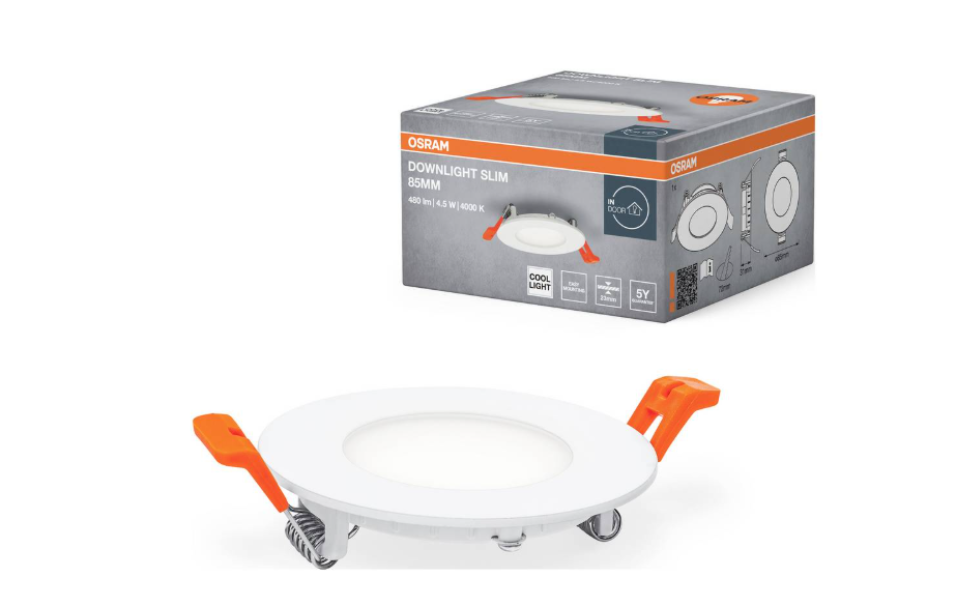 downlight slim led da incasso 85 mm con molle di fissaggio