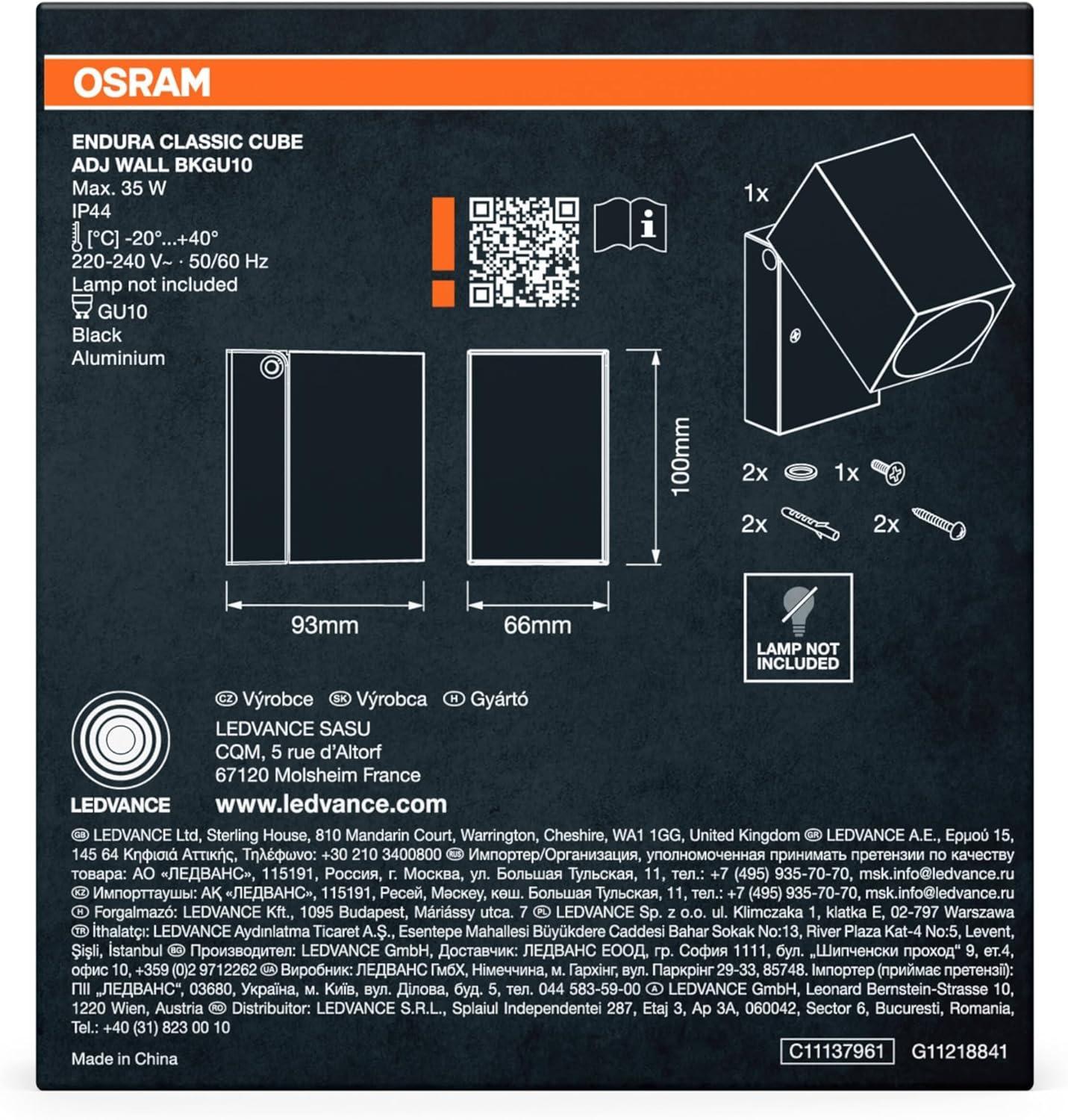 scheda tecnica applique da esterno ip44 gu10 nera dimensioni 100 93 66 mm
