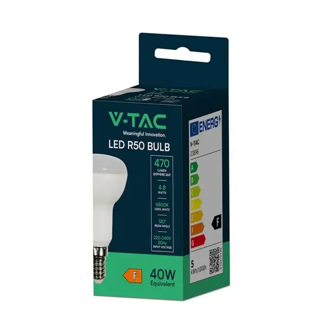 Lampadina LED E14 R50 4.8W luce calda V-TAC corpo lampada attacco piccolo