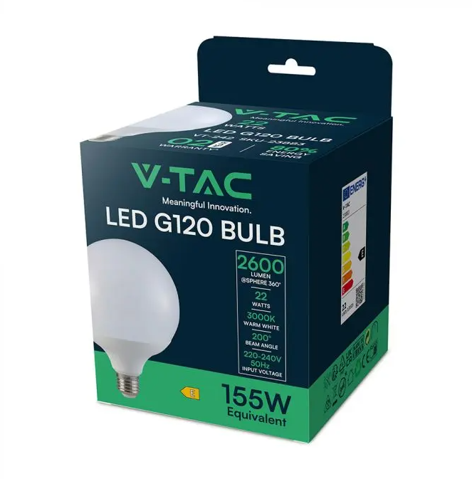 confezione lampadina led g120 22w v-tac caratteristiche tecniche