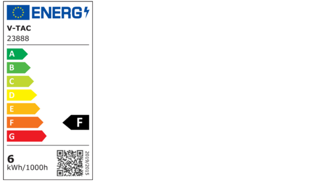 etichetta energetica faretto led v tac gu53 6w 6500k 38 gradi classe f