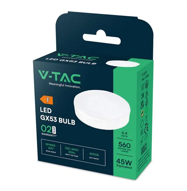Confezione lampadina LED GX53 V-TAC 6.4W 4000K