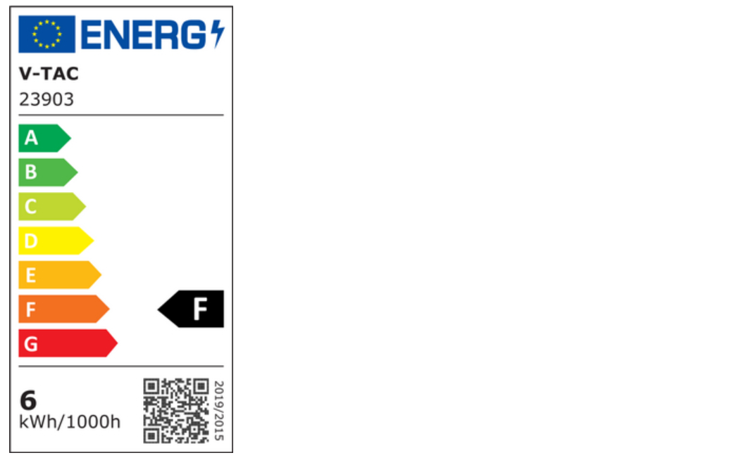 Etichetta energetica lampadina LED GX53 6.4W V-TAC classe F