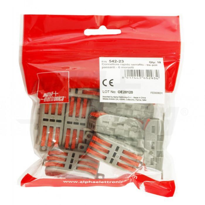 alpha elettronica morsetto rapido 3 poli 10pz sezione conduttori 0,08-4mm2 alpha - 542-23 - foto 2