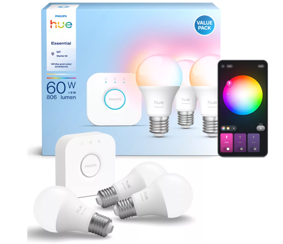 Kit Bridge + 3 Lampade E27 Philips Hue White & Color Ambiance - 10367300 01