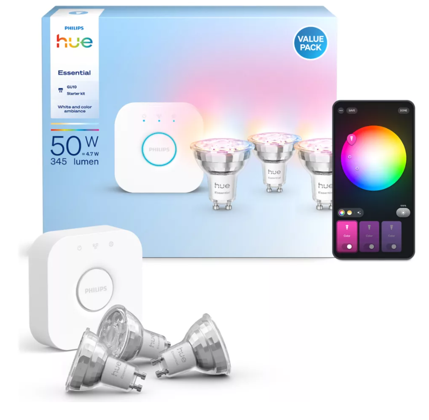 Kit Bridge Pro + 3 Lampade GU10 Philips Hue WCA White & Color Ambiance 01