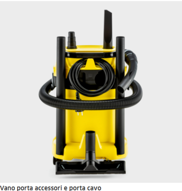 retro aspiratore karcher con vano porta accessori e avvolgicavo