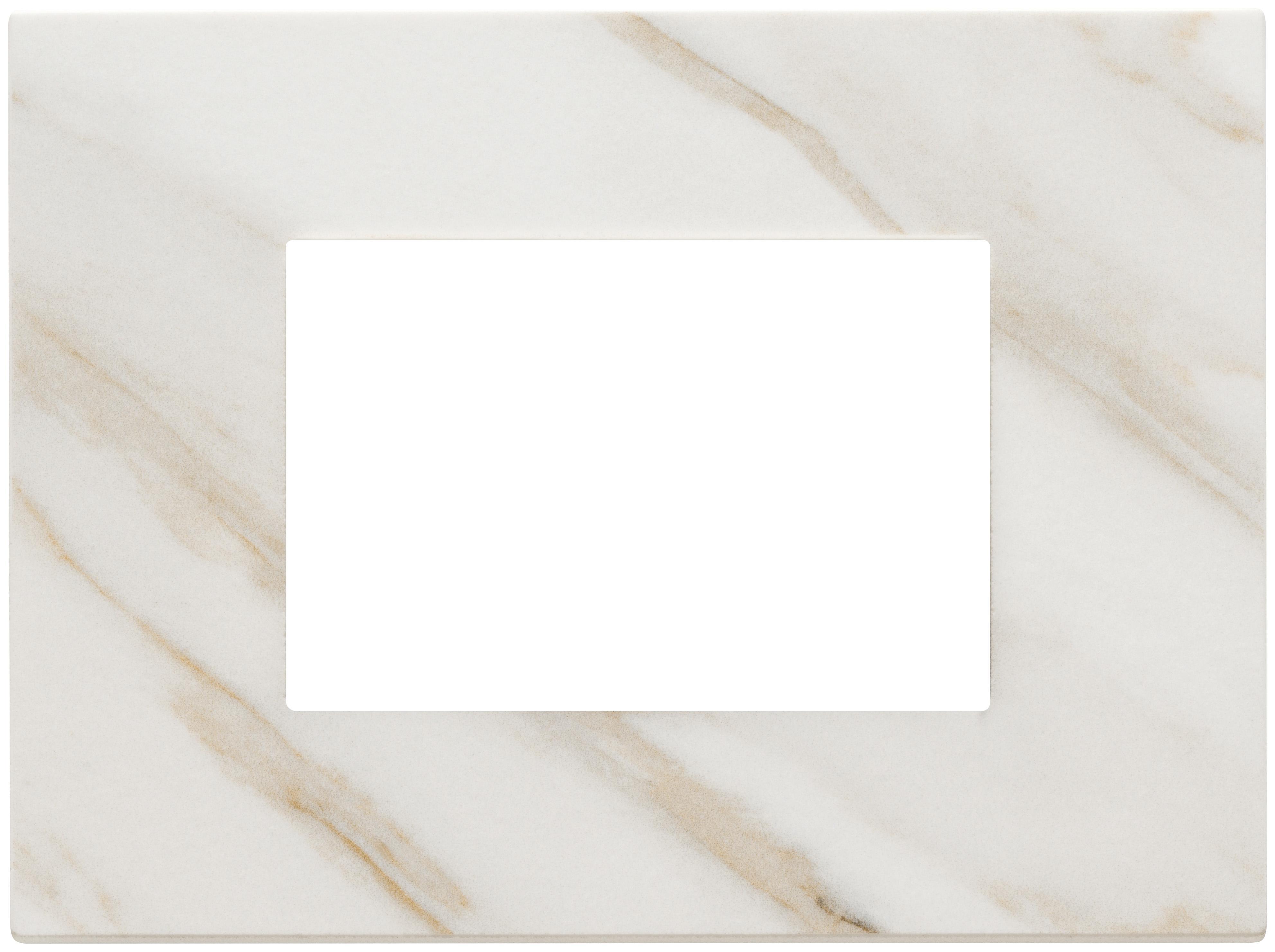 Vimar Placca 3 Moduli Bianco Calacatta u2013 Serie Plana 22653.51 01