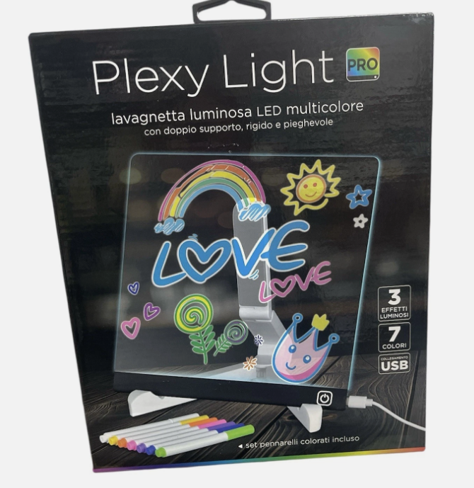 Lavagna luminosa plexiglass da tavolo con supporto e pulsante touch alimentazione usb