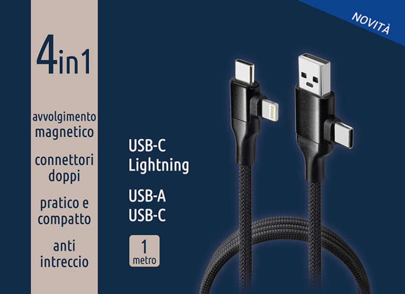Accessorio tecnologico cavo USB magnetico universale compatibile multiplo