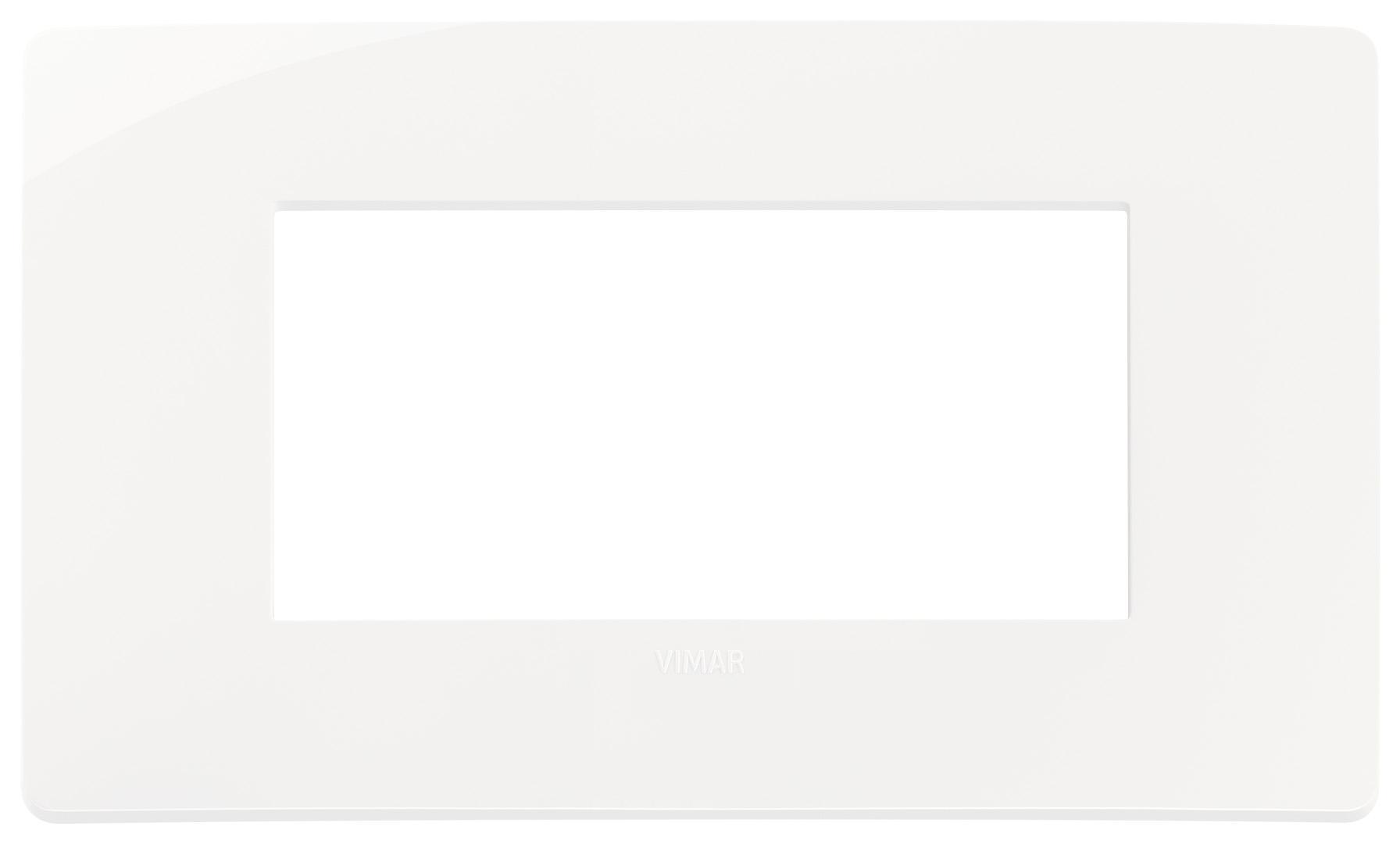 Placca Vimar Plana Up 4 moduli bianco vista frontale finitura lucida