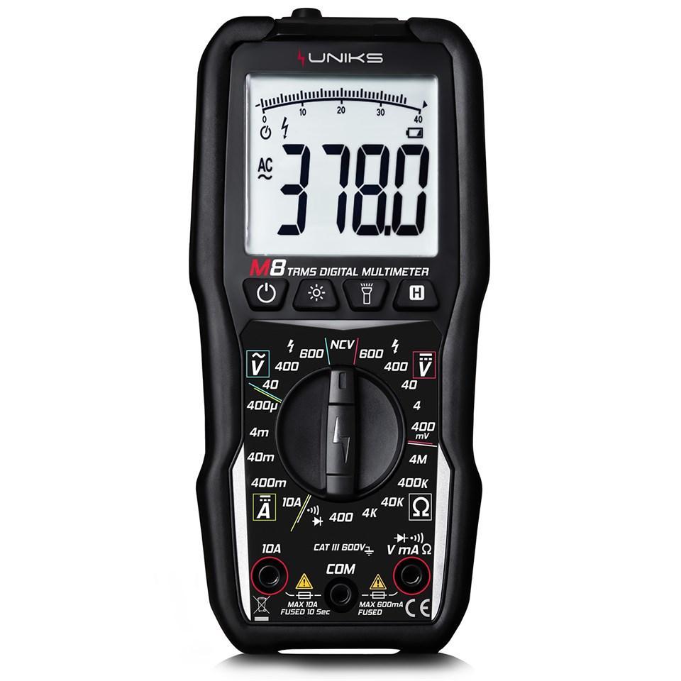 multimetro digitale Uniks M8 TRMS professionale tester compatto display ampio