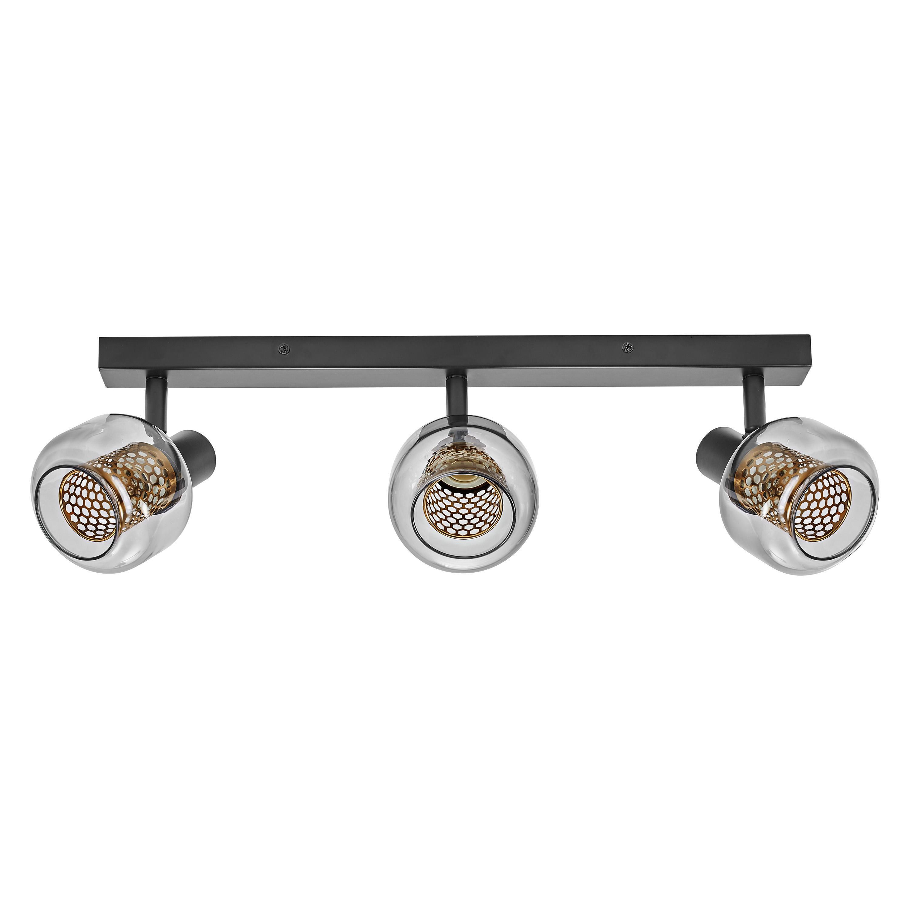 Spot LED orientabile 3 luci nero LEDVANCE con sfere vetro fumu00e9 a nido dape
