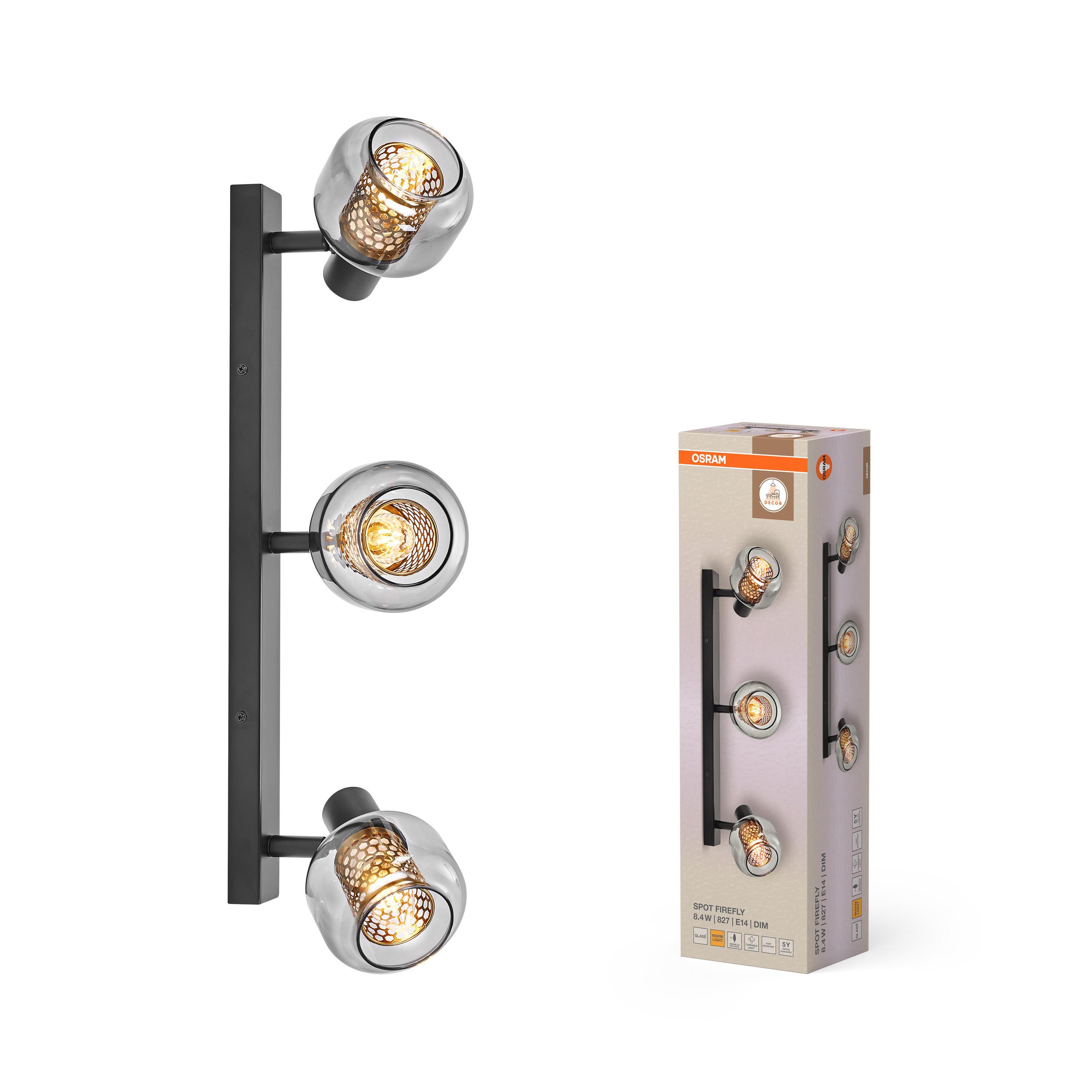 Spot LED da parete o soffitto LEDVANCE nero 3 luci in vetro con scatola