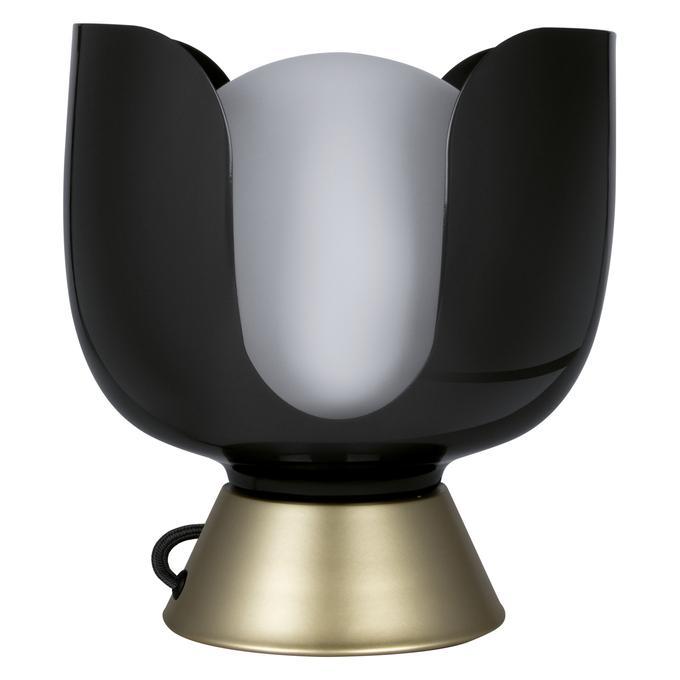 Lampada da tavolo LEDVANCE design nero corolle vetro base dorata attacco E14