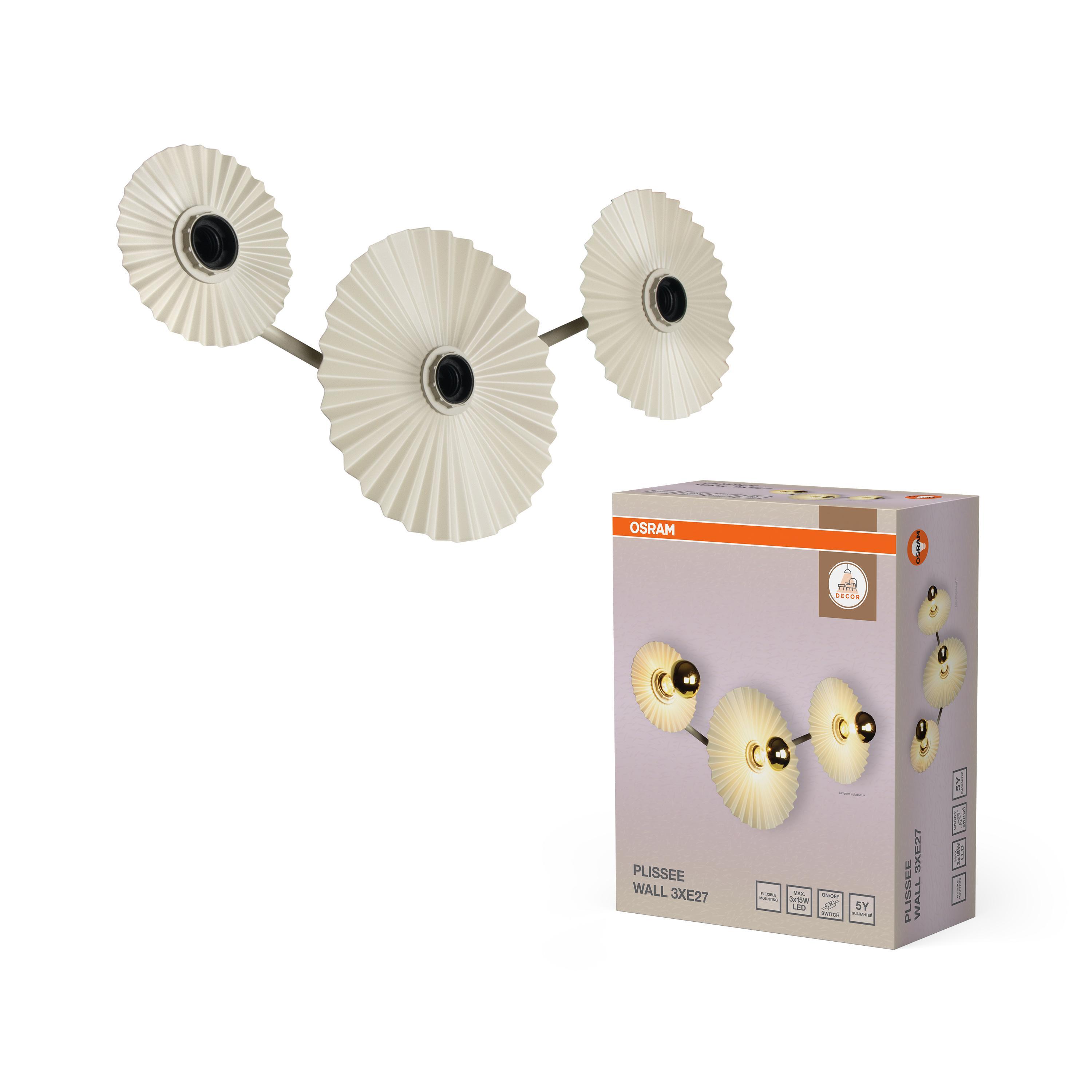 Lampada parete LEDVANCE beige confezione e vista laterale prodotto