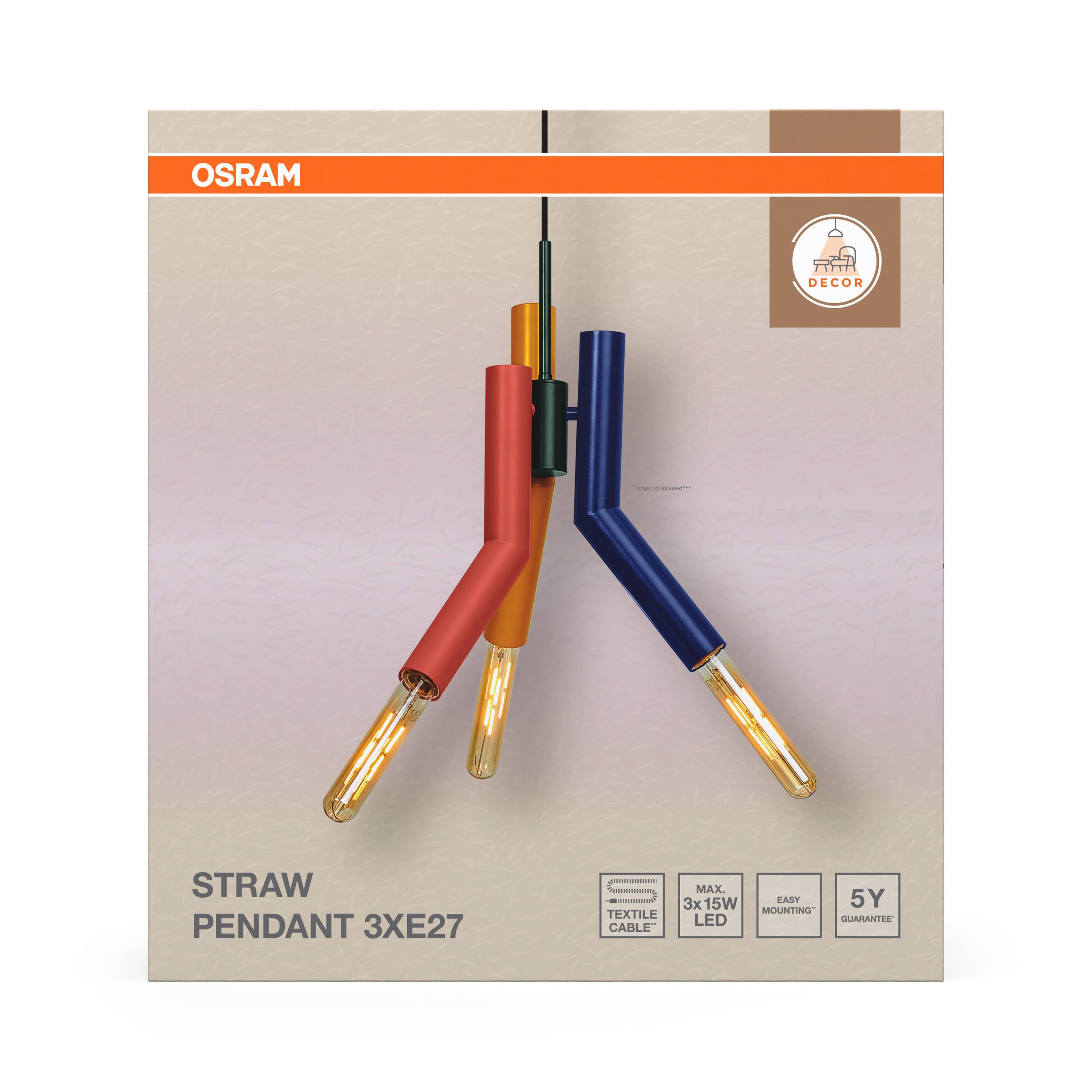 dettaglio confezione lampadario sospensione LEDVANCE Straw Pendant 3XE27