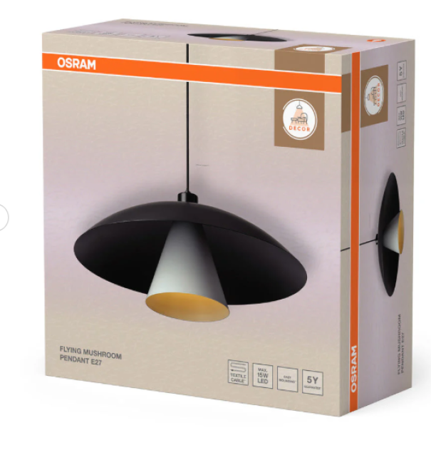 confezione lampada sospensione moderna LEDVANCE E27 design nero bianco